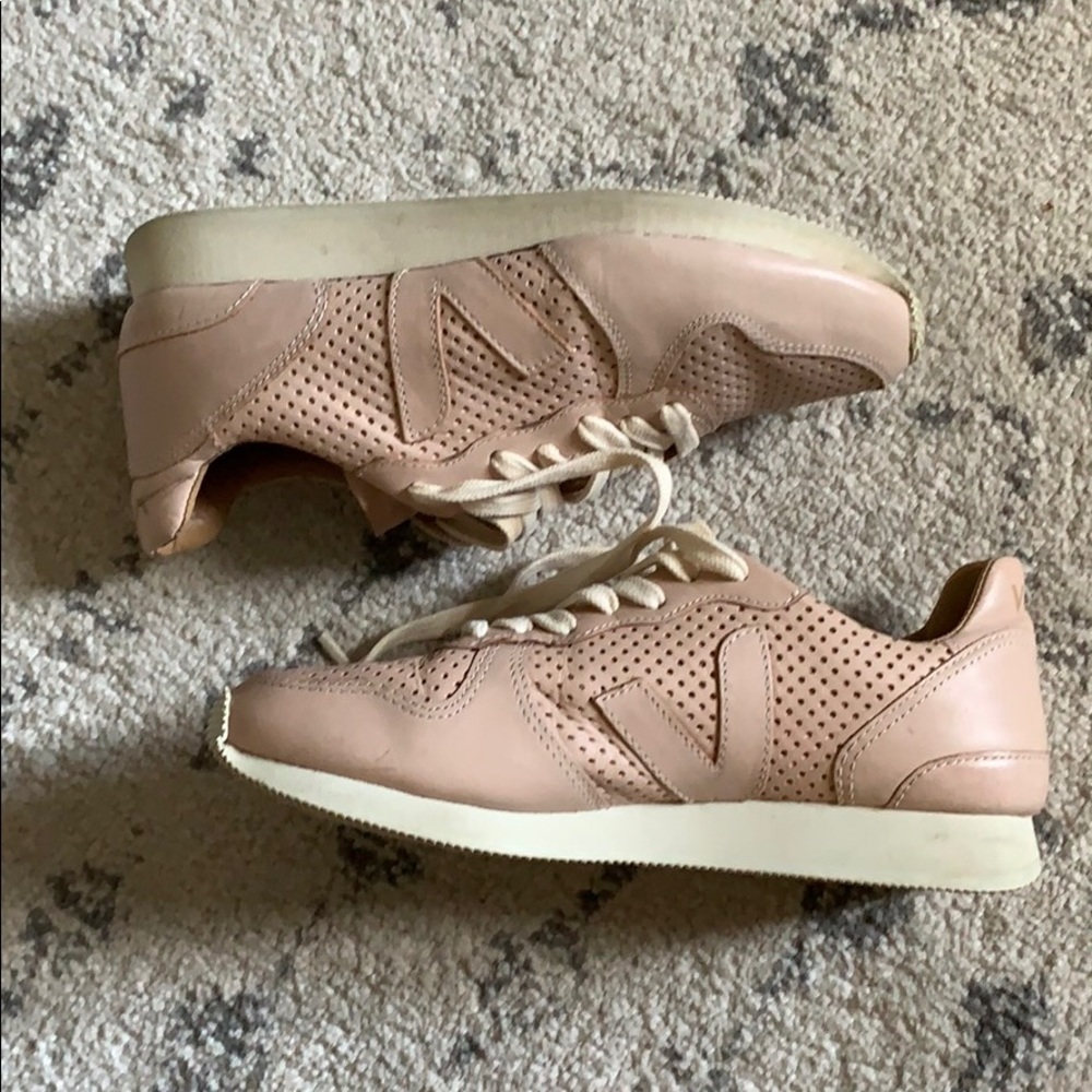 Veja Blush Pink Bastille Leather Sneakers